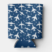 Vliegtuig Patroon Blauw en Wit Blikjeskoeler (Voorkant)