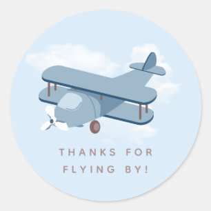 Vliegtuig Pilot Boy's Birthday Ronde Sticker