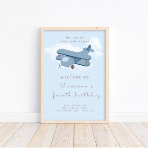 Vliegtuig Pilot Boy's Birthday Welcome Sign Poster