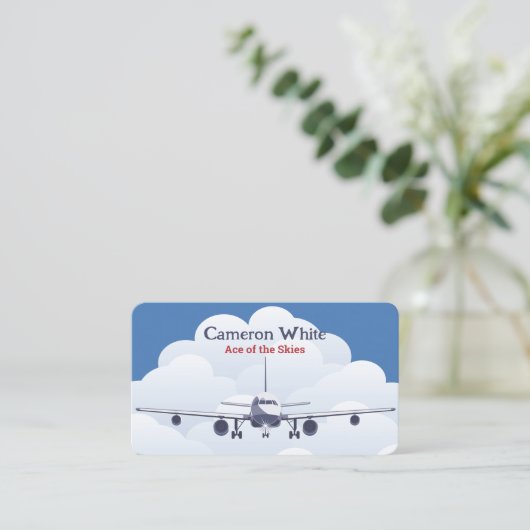 Vliegtuig Pilot Custom QR Visitekaartje (Staand voorkant)