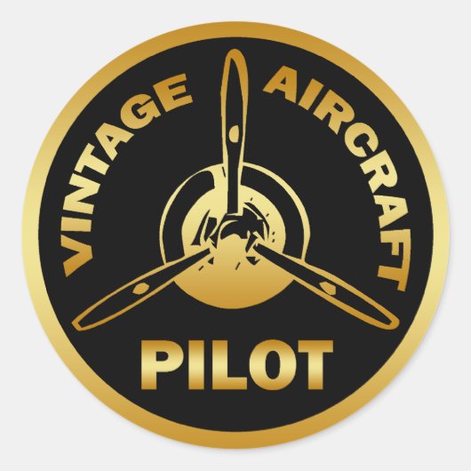  VLIEGTUIG PILOT RONDE STICKER (Voorkant)