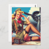 vliegtuig Pin-Up Briefkaart (Voorkant / Achterkant)
