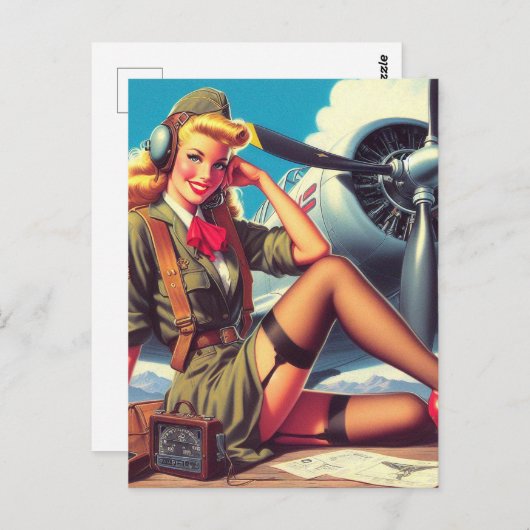 vliegtuig Pin-Up Briefkaart (Voorkant / Achterkant)