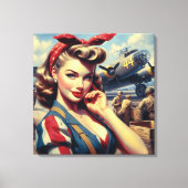  Vliegtuig Pin Up Canvas Afdruk (Voorkant)