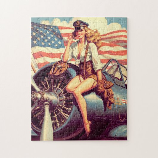  vliegtuig Pin-up Legpuzzel (Verticaal)
