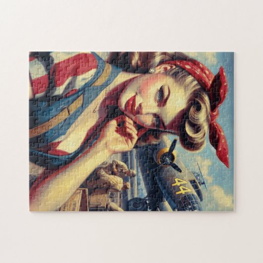 Vliegtuig Pin Up Legpuzzel (Horizontaal)