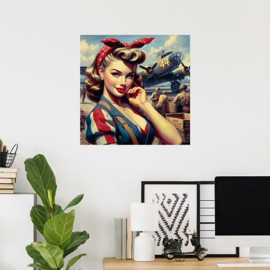 Vliegtuig Pin Up Poster (Thuiskantoor)