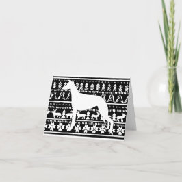 Vliegtuig Recht Kerstmis Linocut Kaart