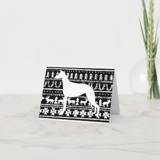 Vliegtuig Recht Kerstmis Linocut Kaart