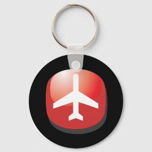 Vliegtuig Red Easy Button Sleutelhanger