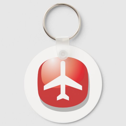 Vliegtuig Red Easy Button Sleutelhanger (Voorkant)