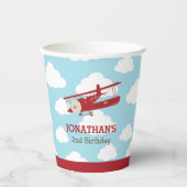 Vliegtuig (Red Plane) Verjaardag Papieren Bekers (Voorkant)