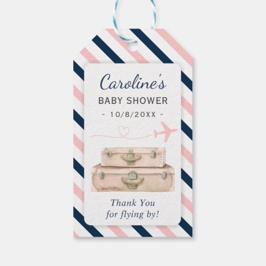 Vliegtuig Reizen Baby shower Mini Wijnfles Favor Cadeaulabel (Achterkant)