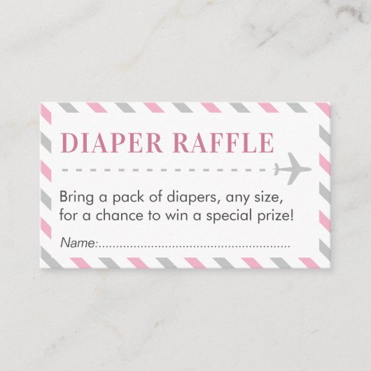 Vliegtuig Reizen Luier Raffle Ticket Baby shower Informatiekaartje (Voorkant)