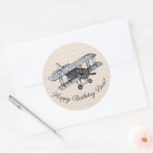   vliegtuig ronde sticker (Envelop)