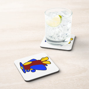 Vliegtuig Schattige Kleurrijke Cartoon Kinder Vlie Bier Onderzetter