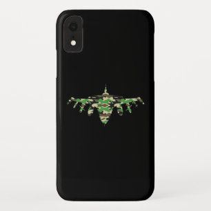 Vliegtuig silhouett van militaire jet-camouflage iPhone XR hoesje