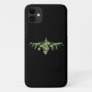Vliegtuig silhouett van militaire jet-camouflage iPhone 11 hoesje