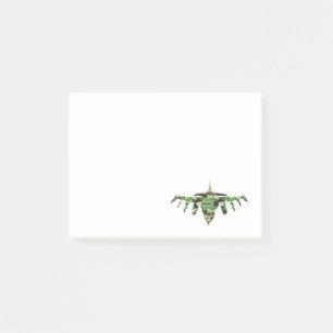 Vliegtuig silhouett van militaire jet-camouflage post-it® notes