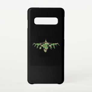 Vliegtuig silhouett van militaire jet-camouflage samsung galaxy s10 hoesje