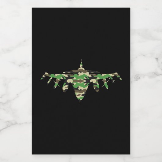Vliegtuig silhouett van militaire jet-camouflage voedselcontainer etiket (Enkel label)