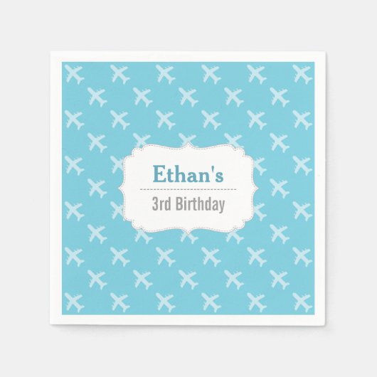 Vliegtuig Silhouette Patroon Verjaardagsfeest Servetten (Voorkant)