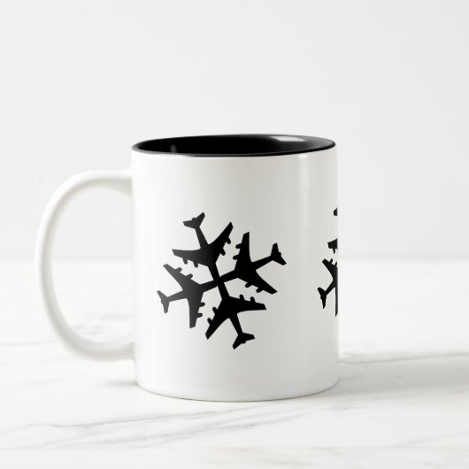 Vliegtuig Snowflake Tweekleurige Koffiemok (Links)