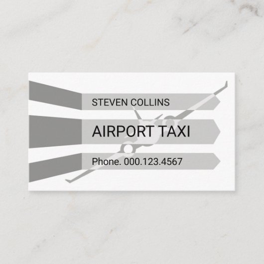 Vliegtuig startend van de startbaan  visitekaartje (Voorkant)