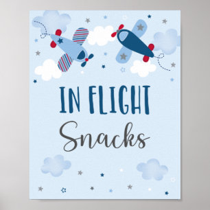 Vliegtuig sterft wolken in vliegsnacks op zaterdag poster