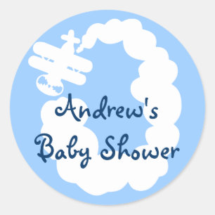 Vliegtuig stickers voor baby shower