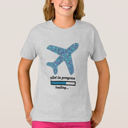 Vliegtuig T-Shirt "Pilot in progress" (Voorkant)