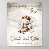 Vliegtuig Teddy Bear Douche Kaarten en geschenken Poster (Voorkant)