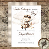 Vliegtuig Teddy Bear Special Delivery Baby shower Kaart
