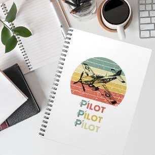Vliegtuig tegen een Retro  Sunset, Aviation Notitieboek