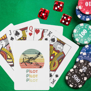 Vliegtuig tegen een Retro  Sunset, Aviation Pokerkaarten
