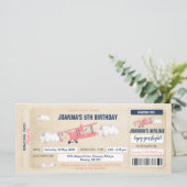 Vliegtuig Ticket Birthday Uitnodiging voor een mei (Staand voorkant)