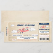 Vliegtuig Ticket Birthday Uitnodiging voor een mei (Voorkant / Achterkant)
