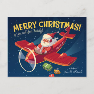 vliegtuig van de kerstman feestdagenkaart