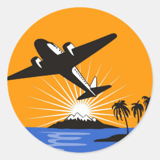 vliegtuig van propellervliegtuig vliegend ronde sticker