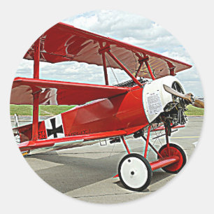 Vliegtuig van Red Baron Ronde Sticker