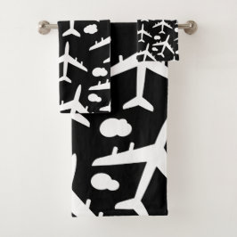 Vliegtuig van zwarte vliegvliegtuigen bad handdoek