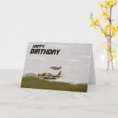 Vliegtuig Verjaardag Kaart (Gele Bloem)