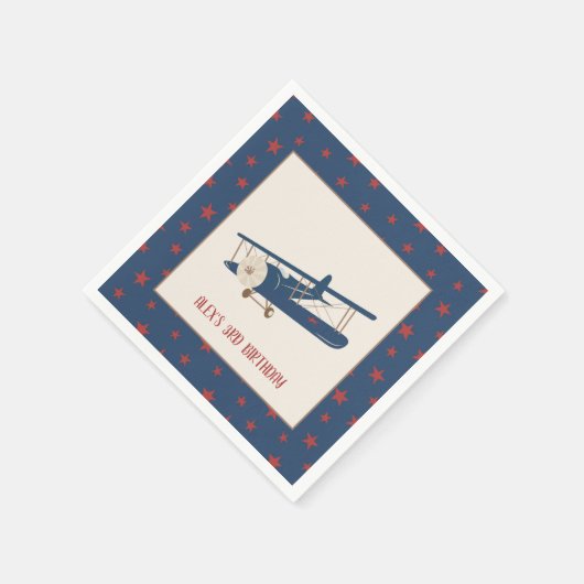 Vliegtuig Verjaardag Servet - Boy - Custom (Hoek)