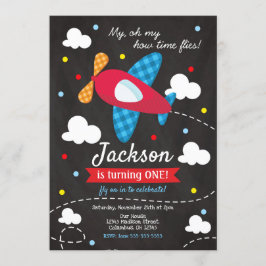 Vliegtuig Verjaardag Uitnodiging Jongen / Time Fli