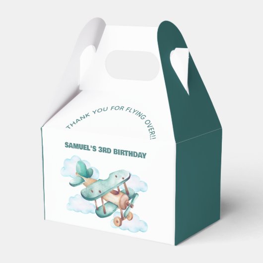 Vliegtuig Verjaardagsfeestje Bedankdoosjes (Voorkant Zijde)