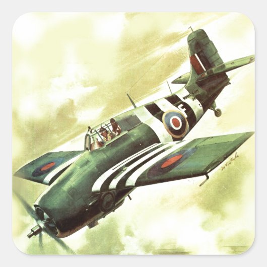 vliegtuig vierkante sticker (Voorkant)