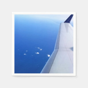 Vliegtuig vleugelvliegen in Sky Foto Servetten