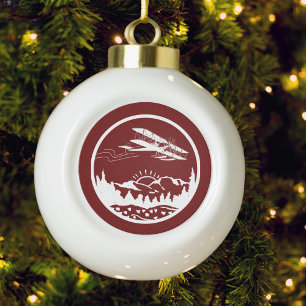 Vliegtuig Vliegen Over Mountains Aviation Ornament