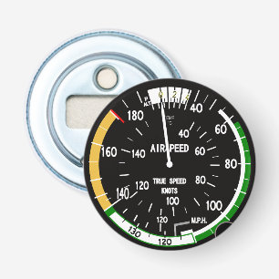 Vliegtuig vliegsnelheidsindicatielampje button flesopener