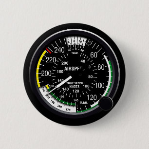 Vliegtuig vliegsnelheidsmeter ronde button 5,7 cm